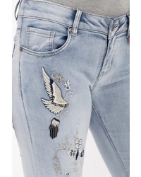 hellblaue bestickte Jeans von BLUE MONKEY