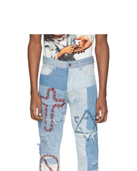 hellblaue bestickte Jeans von Who Decides War by MRDR BRVDO