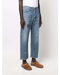 hellblaue bestickte Jeans von Nick Fouquet