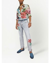 hellblaue bestickte Jeans von Dolce & Gabbana