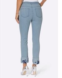 hellblaue bestickte Jeans von Sieh an!