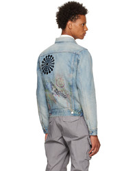 hellblaue bestickte Jeansjacke von John Elliott