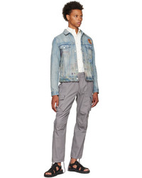 hellblaue bestickte Jeansjacke von John Elliott