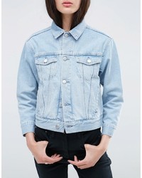 hellblaue bestickte Jeansjacke von Asos