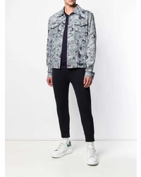 hellblaue bestickte Jeansjacke von Philipp Plein