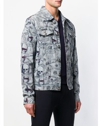 hellblaue bestickte Jeansjacke von Philipp Plein