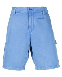 hellblaue bestickte Jeansshorts