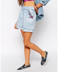 hellblaue bestickte Jeansshorts von Bellfield