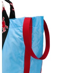 hellblaue bestickte Shopper Tasche aus Segeltuch von Marni