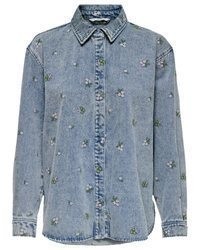 hellblaue Bluse mit Blumenmuster von Only