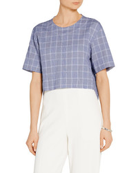 hellblaue Bluse mit Karomuster von Tim Coppens