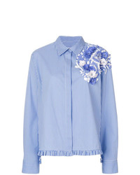 hellblaue Bluse mit Knöpfen mit Blumenmuster von MSGM