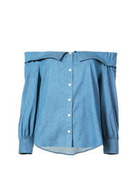 hellblaue Bluse mit Knöpfen von Veronica Beard