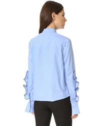 hellblaue Bluse mit Rüschen von Sjyp