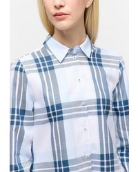 hellblaue Bluse mit Schottenmuster von Eterna