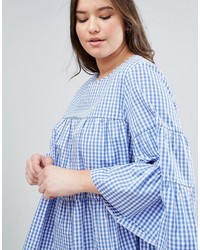 hellblaue Bluse mit Vichy-Muster von Asos