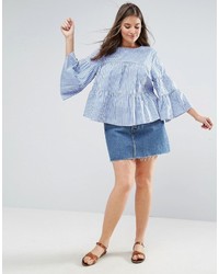 hellblaue Bluse mit Vichy-Muster von Asos