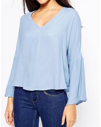 hellblaue Bluse von Mango