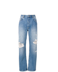 hellblaue Boyfriend Jeans mit Destroyed-Effekten von Anine Bing