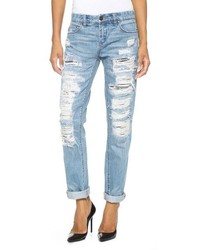 hellblaue Boyfriend Jeans mit Destroyed-Effekten von Blank