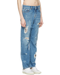 hellblaue Boyfriend Jeans mit Destroyed-Effekten von Versus