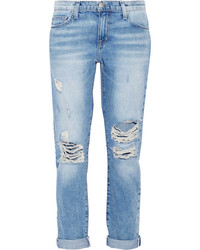 hellblaue Boyfriend Jeans mit Destroyed-Effekten von Current/Elliott