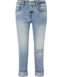 hellblaue Boyfriend Jeans mit Destroyed-Effekten von Current/Elliott