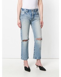 hellblaue Boyfriend Jeans mit Destroyed-Effekten von Moussy Vintage
