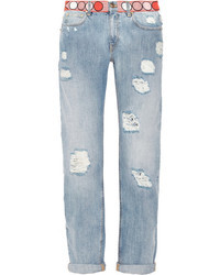 hellblaue Boyfriend Jeans mit Destroyed-Effekten von Emilio Pucci