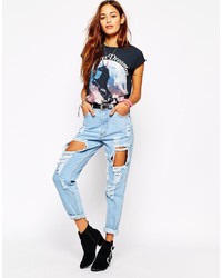 hellblaue Boyfriend Jeans mit Destroyed-Effekten von Your Eyes Lie