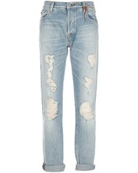 hellblaue Boyfriend Jeans mit Destroyed-Effekten von Hollywood Trading Company