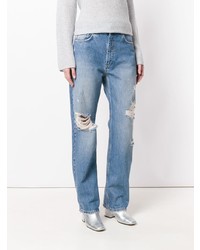 hellblaue Boyfriend Jeans mit Destroyed-Effekten von Anine Bing