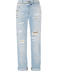 hellblaue Boyfriend Jeans mit Destroyed-Effekten von Roberto Cavalli