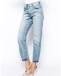 hellblaue Boyfriend Jeans mit Destroyed-Effekten von Selected