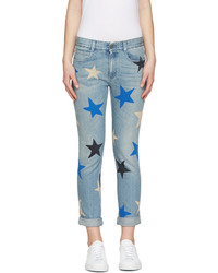 hellblaue Boyfriend Jeans mit Sternenmuster