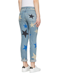 hellblaue Boyfriend Jeans mit Sternenmuster von Stella McCartney