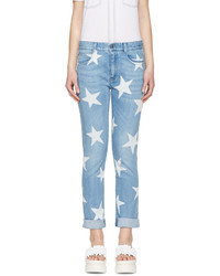 hellblaue Boyfriend Jeans mit Sternenmuster von Stella McCartney