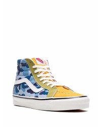 hellblaue Camouflage hohe Sneakers aus Segeltuch von Vans