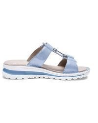 hellblaue elastische flache Sandalen von ara