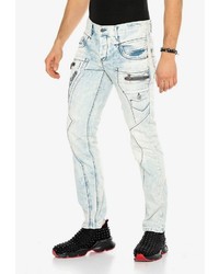 hellblaue enge Jeans mit Acid-Waschung von Cipo & Baxx