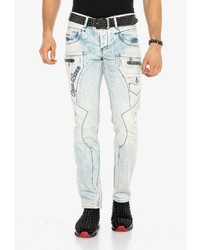hellblaue enge Jeans mit Acid-Waschung von Cipo & Baxx
