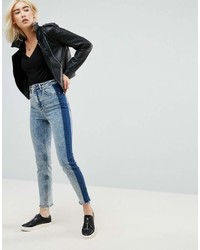 hellblaue enge Jeans mit Acid-Waschung von Asos