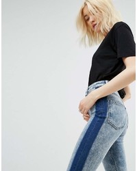 hellblaue enge Jeans mit Acid-Waschung von Asos