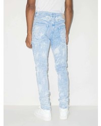 hellblaue Mit Batikmuster enge Jeans von purple brand