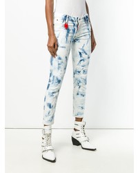 hellblaue Mit Batikmuster enge Jeans von Dsquared2