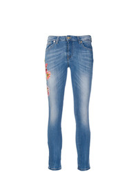 hellblaue enge Jeans mit Blumenmuster von Blumarine