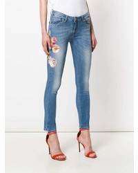 hellblaue enge Jeans mit Blumenmuster von Blumarine
