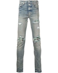 hellblaue enge Jeans mit Destroyed-Effekten von Amiri