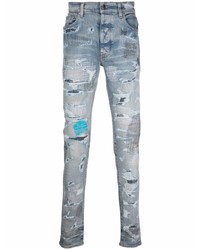 hellblaue enge Jeans mit Destroyed-Effekten von Amiri
