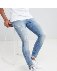 hellblaue enge Jeans mit Destroyed-Effekten von ASOS DESIGN
